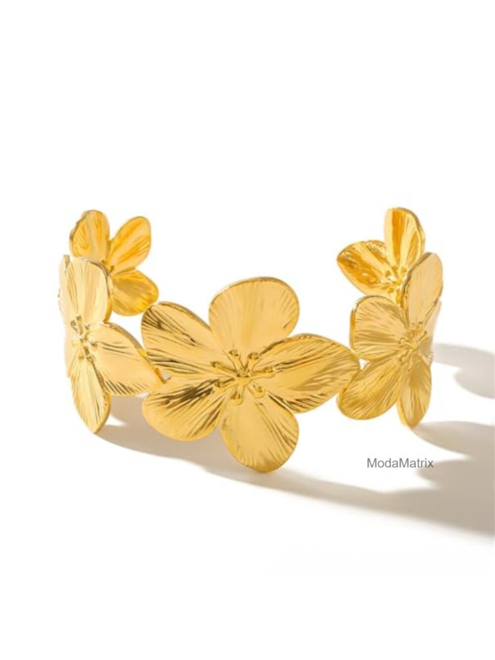 Vintage Floral Flower Wide Cuff Bracelet Adjustable Open Bangle